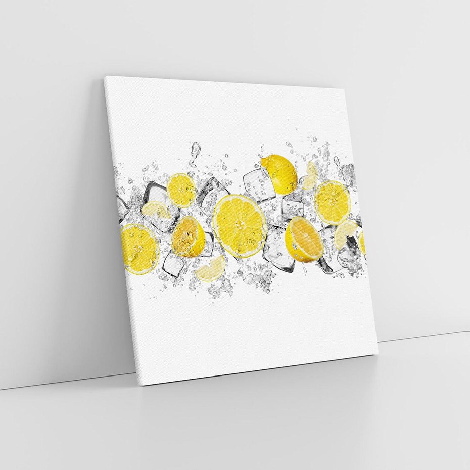 Obraz na płótnie 30x30 - Odkryj świeżość - lód, cytryny