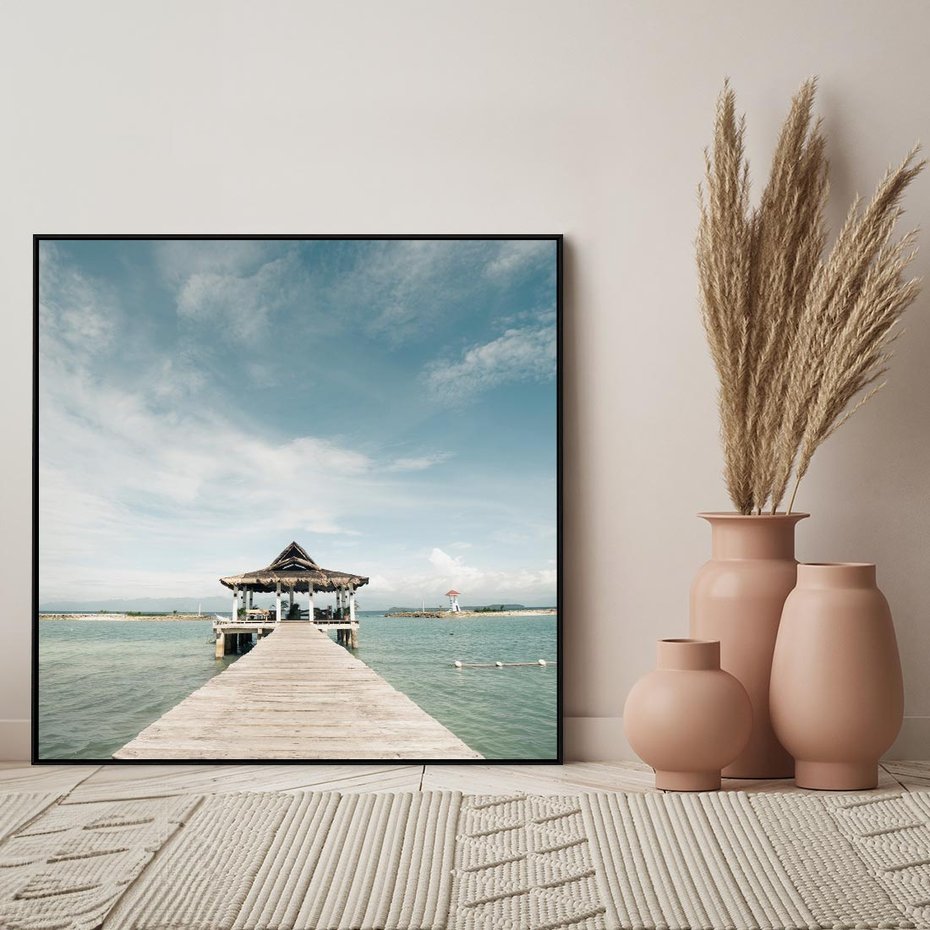 Obraz w ramie 50x50 - Magia Morza i Piękno Plaży - Hawaje, morze - rama czarna