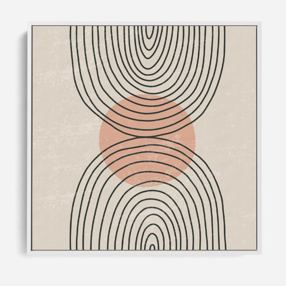 Obraz w ramie 50x50 - Nowy Rytuał - abstrakcyjna sztuka, boho kształty - rama biała