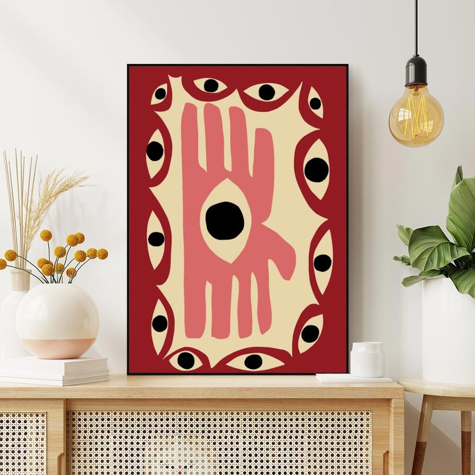 Obraz w ramie 70x100 - Migotliwe Kształty - abstrakcyjny obraz, boho styl - rama czarna