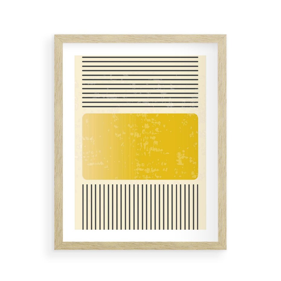 Plakat w ramie 40x50 - Geometryczna Harmonia - geometria, nowoczesny plakat - rama drewno