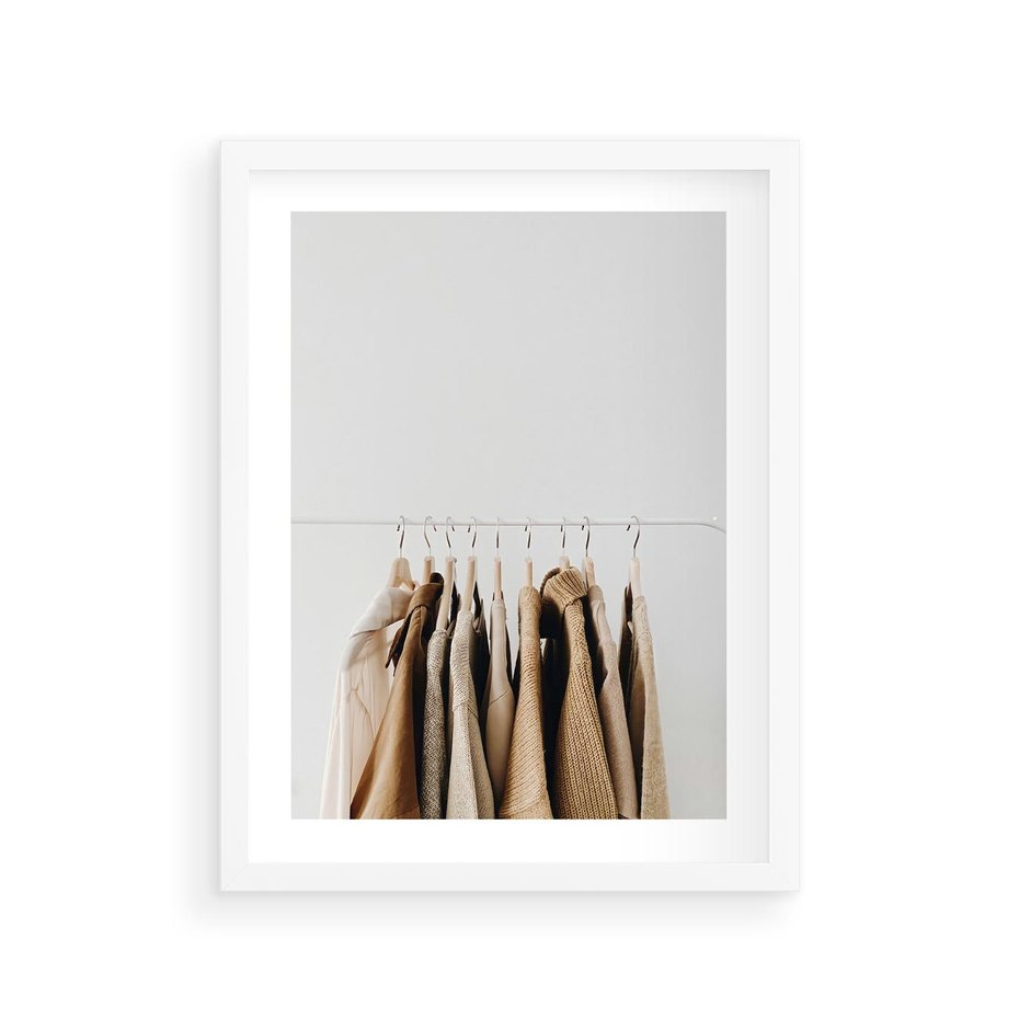 Plakat w ramie 30x40 - Boho Elegancja - boho kobiece zdjęcie, wieszak - rama biała