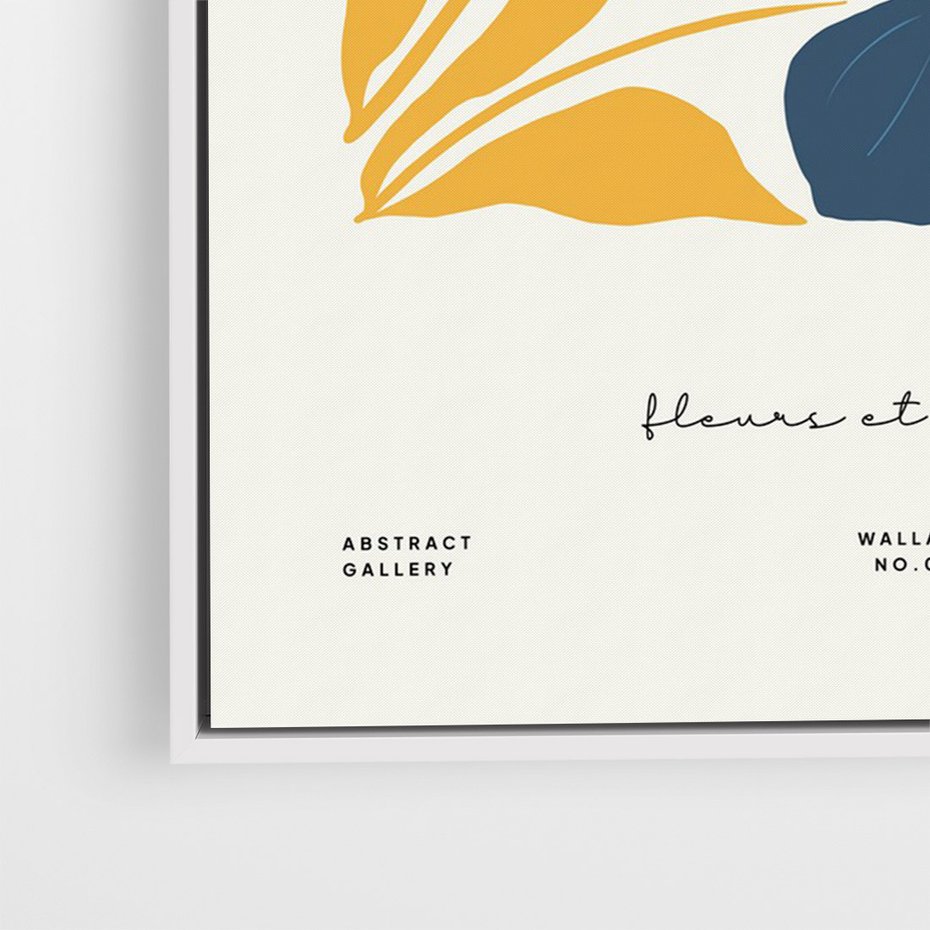 Obraz w ramie 70x100 - Błękitne Nowości - niebieskie kwiaty, nowoczesna sztuka - rama biała