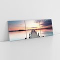 Obraz na płótnie 120x40 - Złote zachody słońca - jezioro, molo