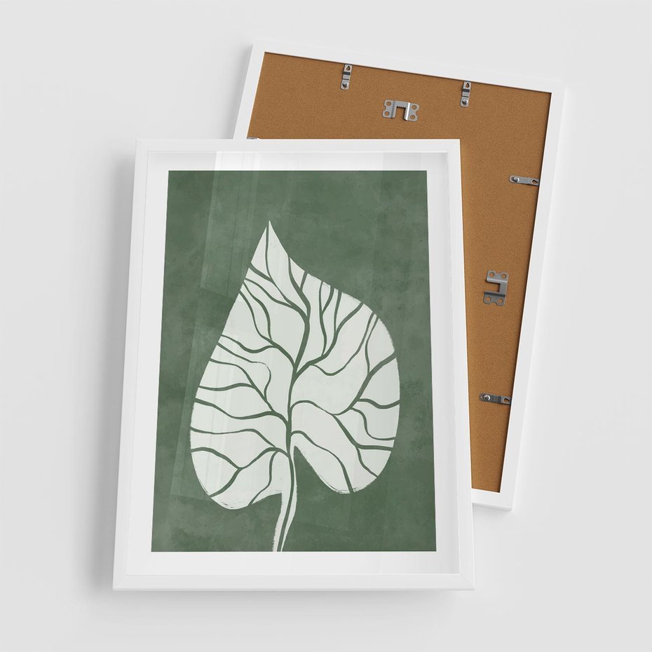 Plakat w ramie 50x70 - Migotliwe Wnętrze Zieleni - zielony plakat, roślinne motywy - rama biała