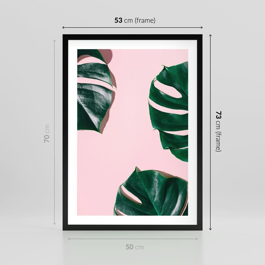 Plakat w ramie 50x70 - Siła Natury - liście, monstera - rama czarna