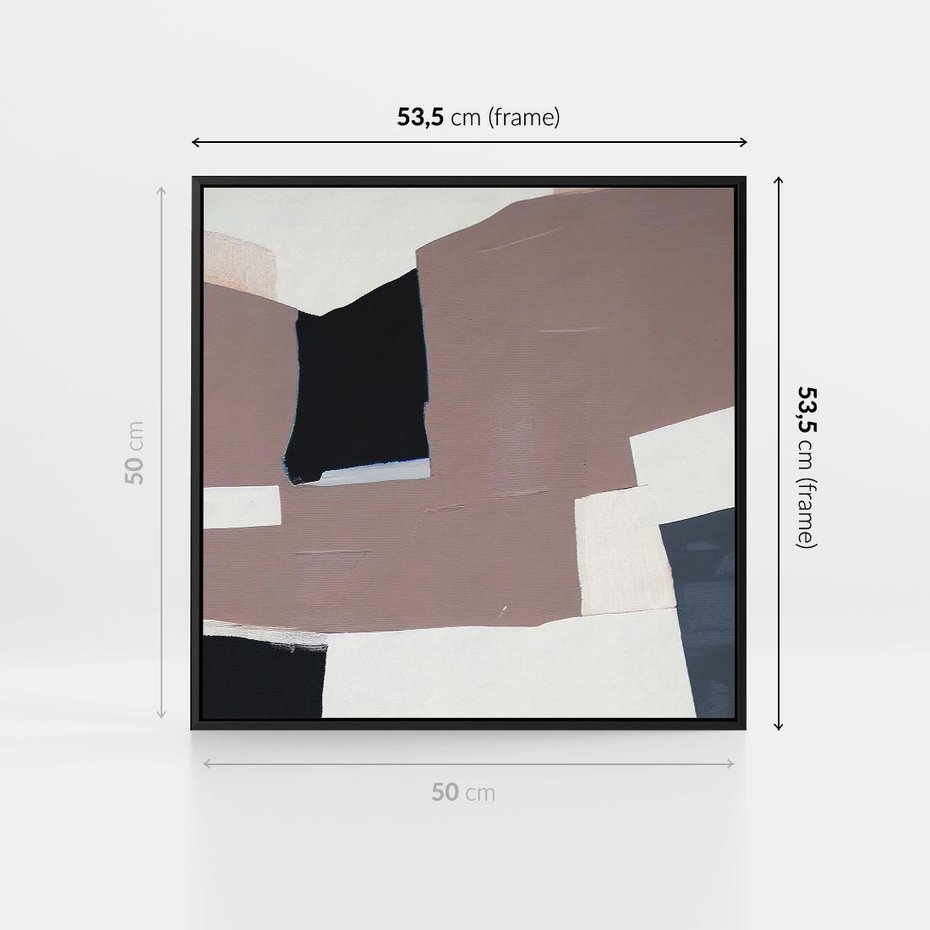Obraz w ramie 50x50 - Wyrażona cisza abstrakcji - abstrakcyjne, nieregularne kształty - rama czarna