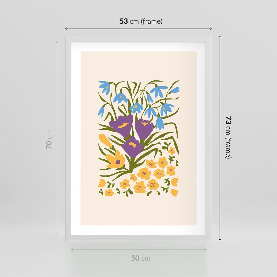 Plakat w ramie 50x70 - Kwiatowe Przenikanie - kwiaty, sztuka nowoczesna - rama biała