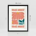 Plakat w ramie 30x40 - Retro Radość - typografia, wesołe kwiaty - rama czarna