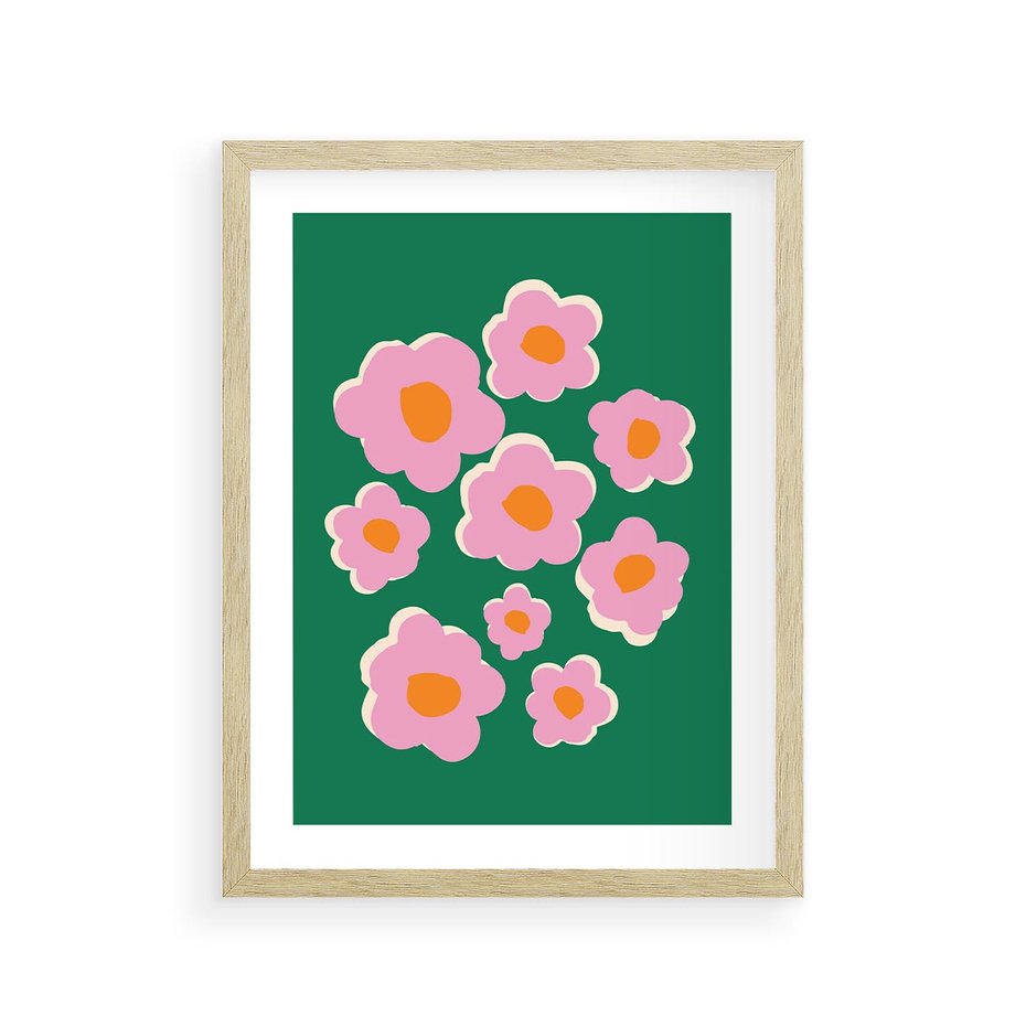 Plakat w ramie 30x40 - Przenikające Refleksje - abstrakcyjny plakat, boho styl - rama drewno