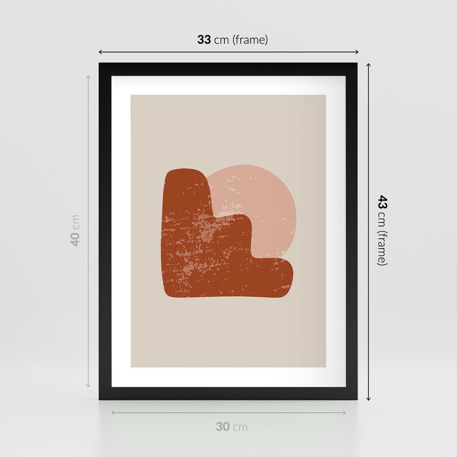 Plakat w ramie 30x40 - Przenikanie Granic - nowoczesny plakat, abstrakcyjne kształty - rama czarna