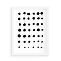 Plakat w ramie 50x70 - Migocące Anomalie - abstrakcyjna kompozycja z czarnych kropek, minimalistyczny czarno bialy plakat - rama biała