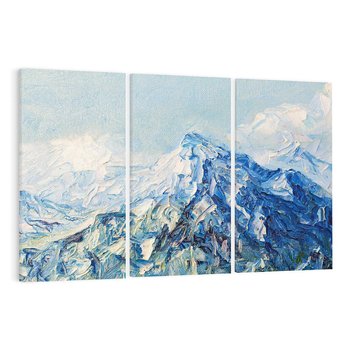 Obraz na płótnie 120x80 - Majestat Błękitnych Szczytów - olejny obraz, górski pejzaż