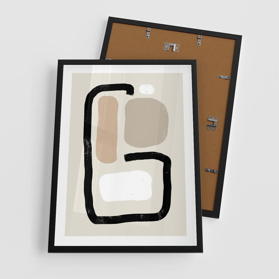 Plakat w ramie 50x70 - Kształtne Formy - geometryczne nieregularne kształty, nowoczesna kompozycja - rama czarna