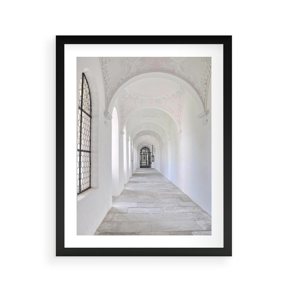 Plakat w ramie 40x50 - Architektoniczne Przejście - architektura, korytarz - rama czarna
