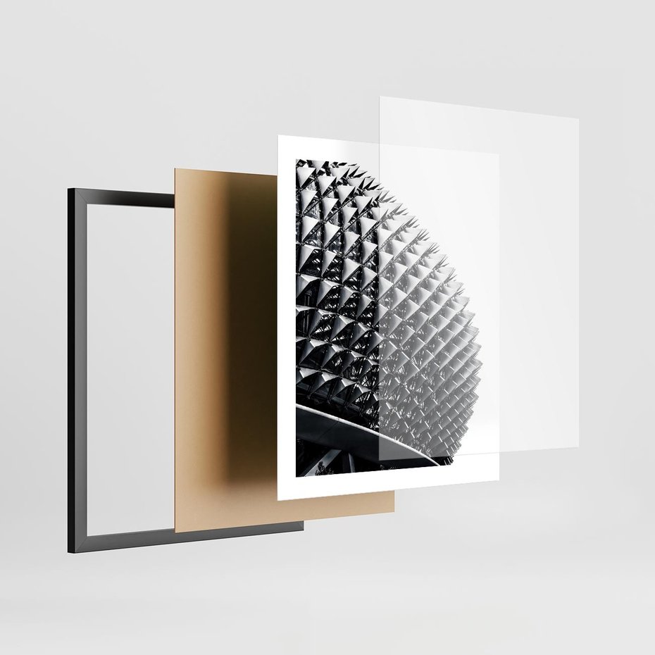 Plakat w ramie 40x50 - Nowoczesność w Czerni i Bieli: Architektoniczna Piękność - nowoczesna architektura, black and white - rama czarna