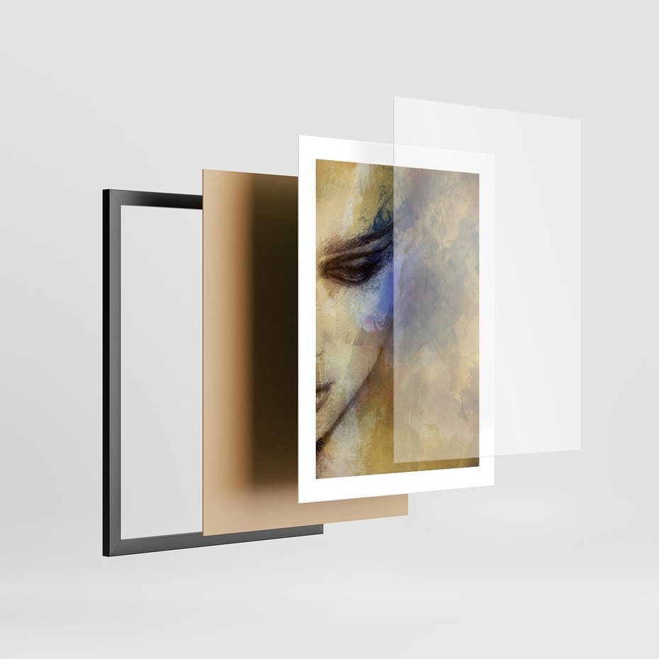 Plakat w ramie 30x40 - Graficzna ekspresja kobiecego portretu - portret, grafika - rama czarna