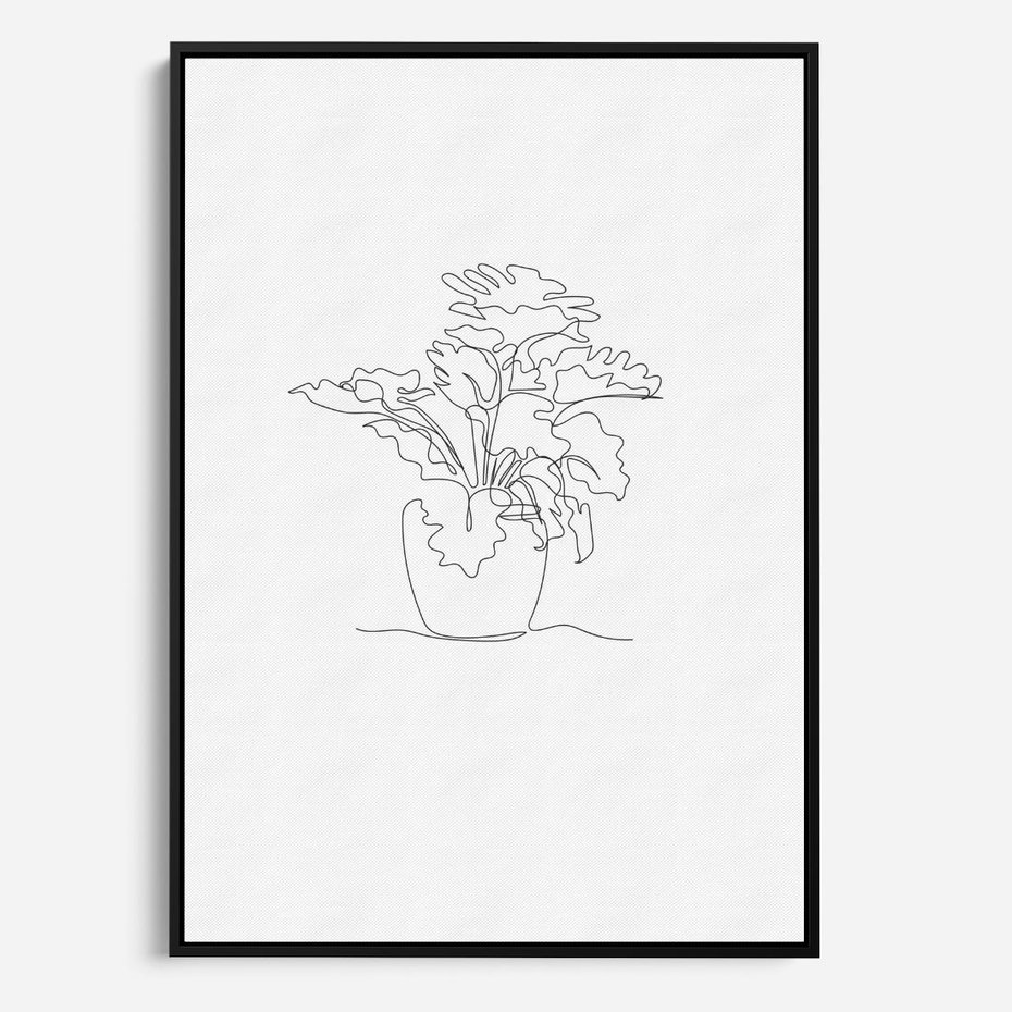 Obraz w ramie 50x70 - Rozkwitające Formy - szkic, minimalizm - rama czarna