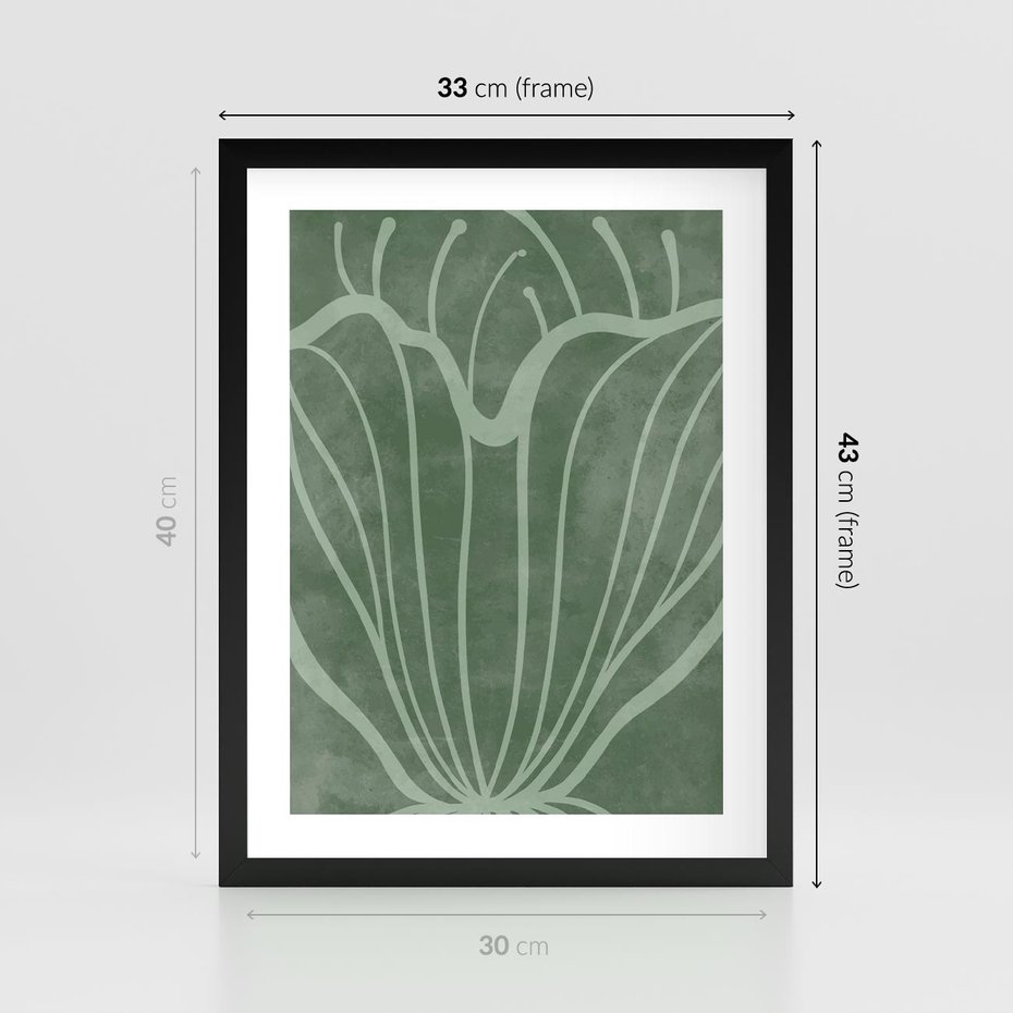 Plakat w ramie 30x40 - Zieleń Kształtująca Spokój - zielony plakat, roślinne inspiracje - rama czarna