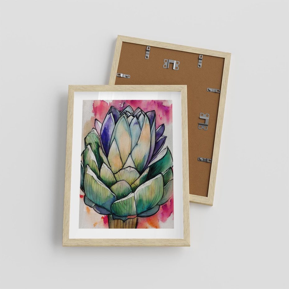 Plakat w ramie 30x40 - Estetyczna Roślina - abstrakcja, akwarela - rama drewno