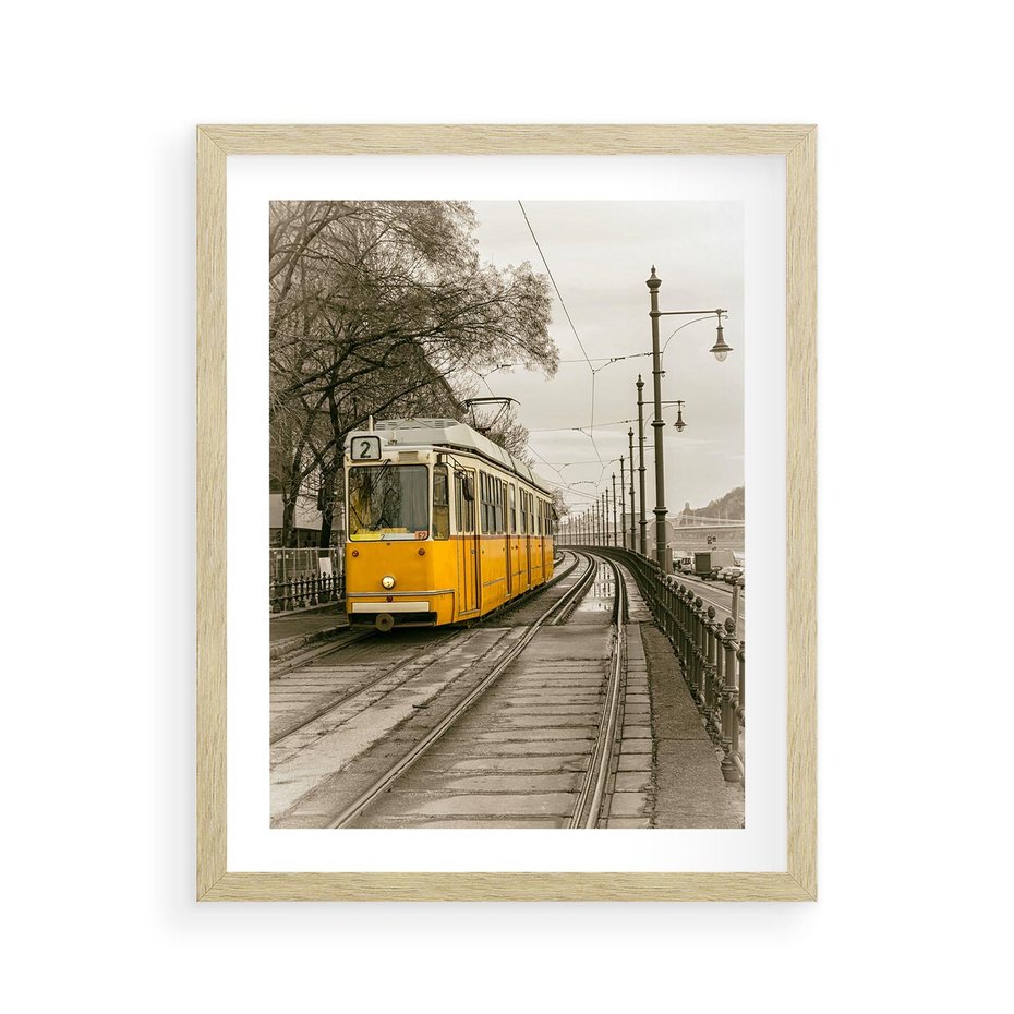 Plakat w ramie 40x50 - Tramwaj w Lizbonie - Lizbona, tramwaj - rama drewno