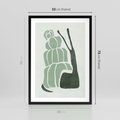 Plakat w ramie 50x70 - Zielona Równowaga - abstrakcyjny zielony ślimak, skandynawski design - rama czarna
