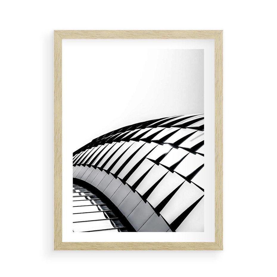 Plakat w ramie 50x70 - Dynamiczne Kształty - architektura, obłe kształty - rama drewno