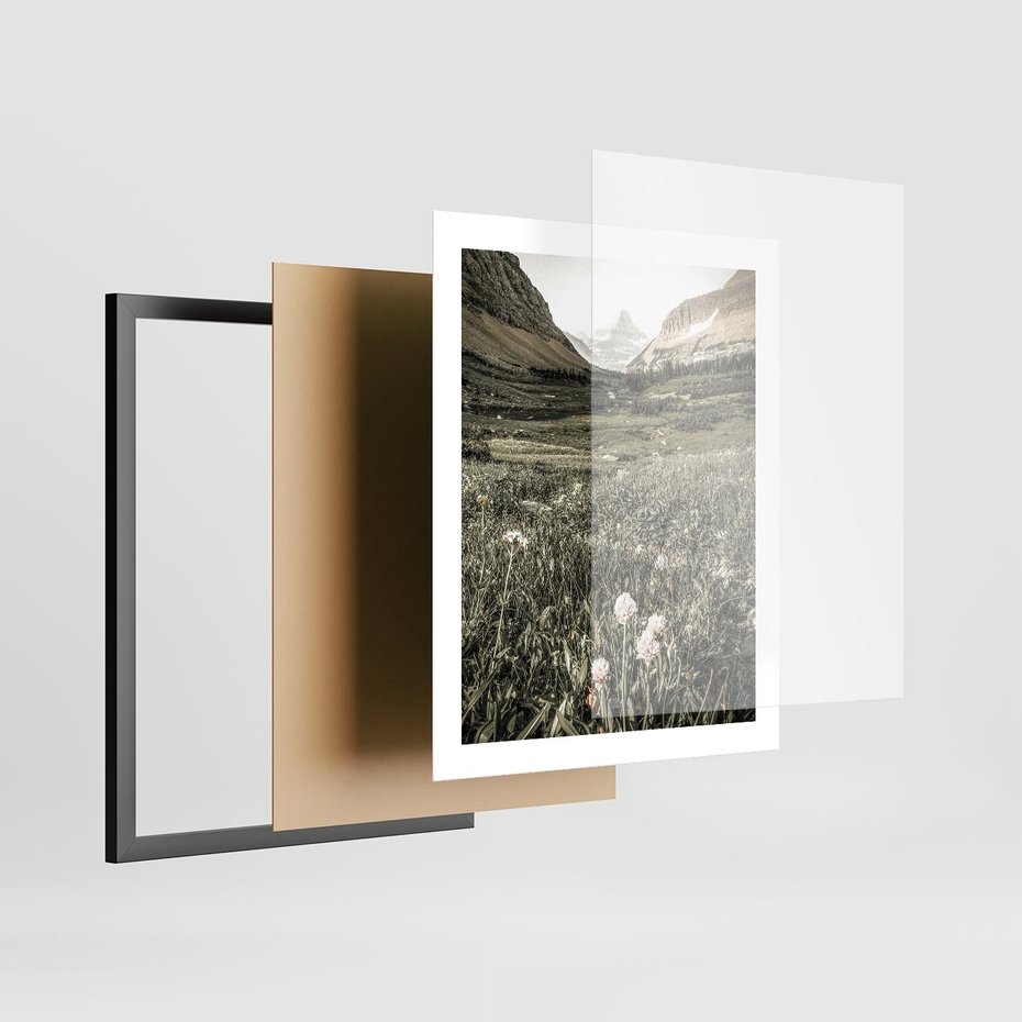 Plakat w ramie 40x50 - Nostalgiczne Góry - górski krajobraz, łaka w górach - rama czarna