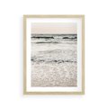 Plakat w ramie 30x40 - Szarość Morza - morze, fale - rama drewno