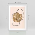 Plakat w ramie 50x70 - Liście w Beżowym Minimalizmie - minimalistyczny obraz, liście monstery - rama biała