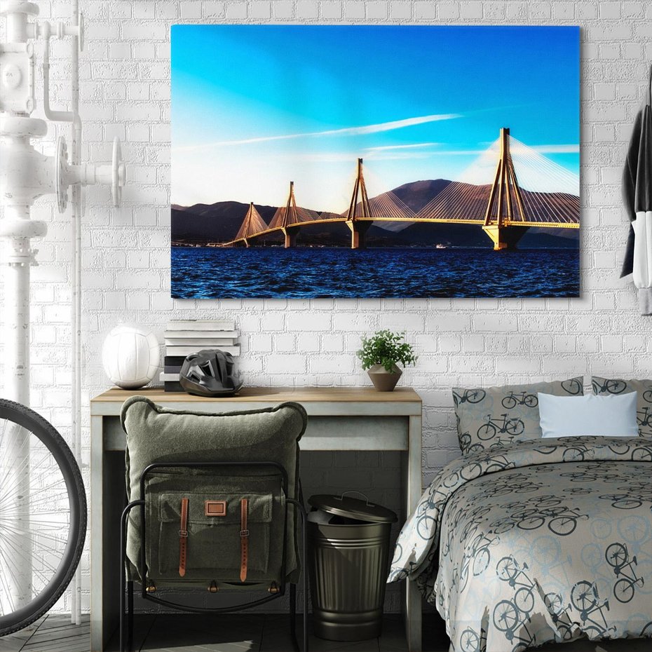 Obraz na płótnie 70x50 - Most nad rzeką - Architektura - most, rzeka