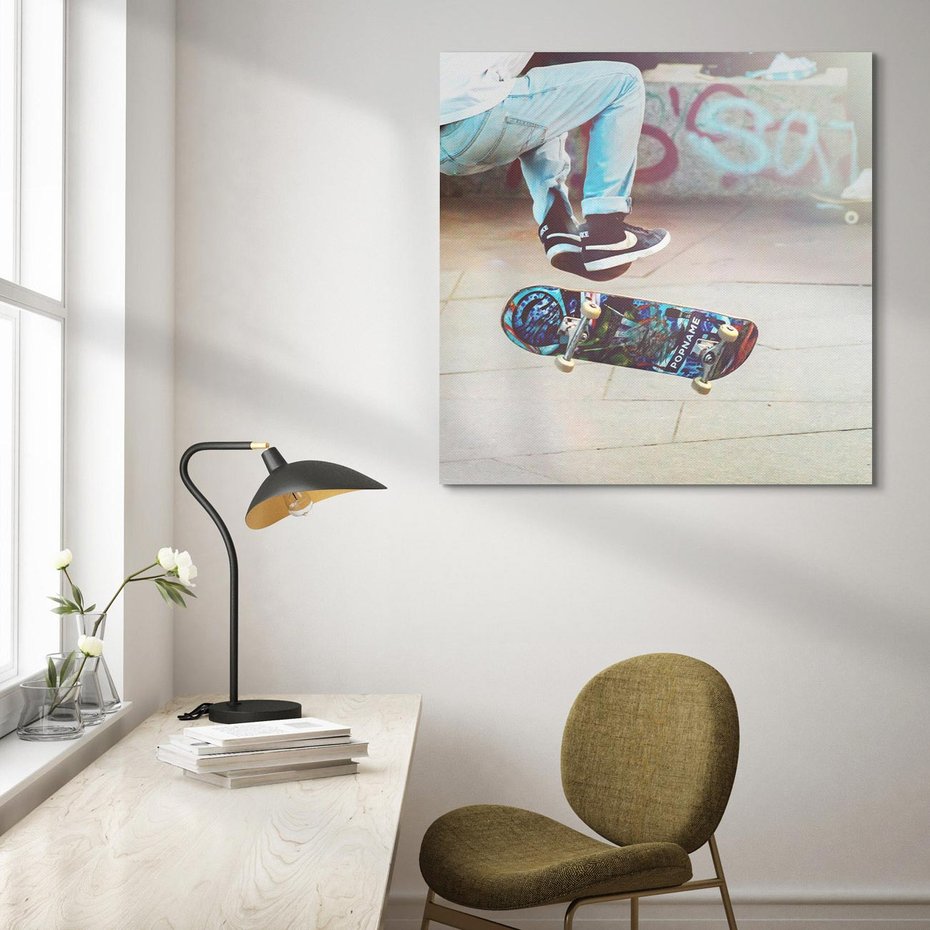 Obraz na płótnie 40x40 - Skateboardowe Rytmy na Desce - deskorolka, skateboard