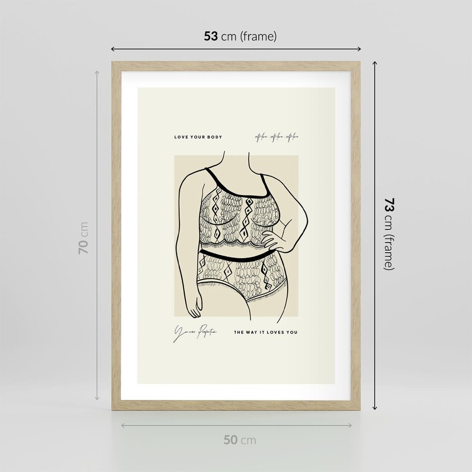 Plakat w ramie 50x70 - Spojrzenia Wewnętrznych Widoków - nowoczesna sztuka kobieca, plakat - rama drewno