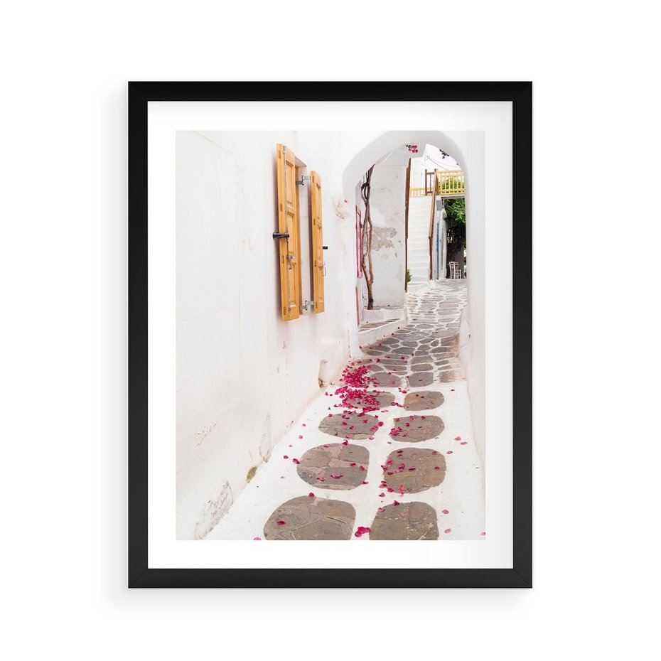 Plakat w ramie 40x50 - Urok Południowej Uliczki - uliczka, południe - rama czarna