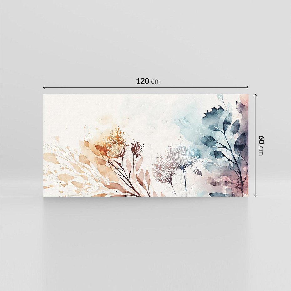 Obraz na płótnie 120x60 - Nostalgiczne tańce pędzla - akwarelowe kwiaty, gałęzie