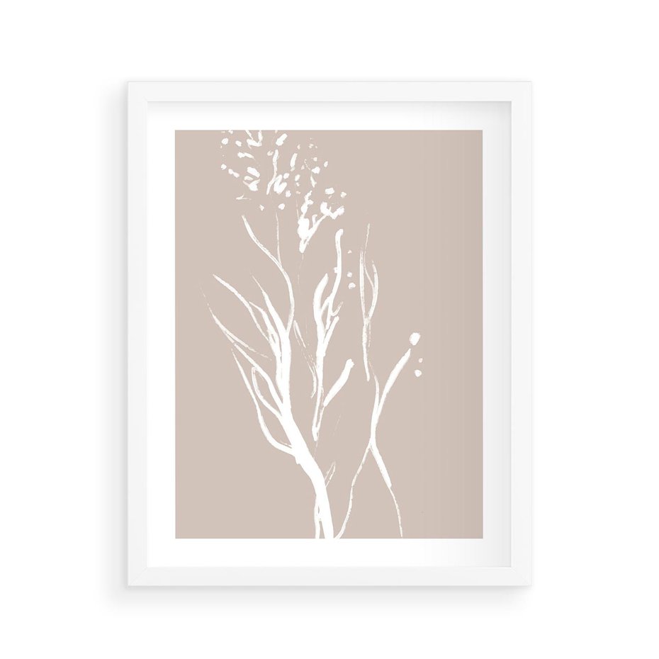 Plakat w ramie 40x50 - Impresje Pastelowych Nastrojów - minimalistyczny delikatny obraz, beżowe odcienie - rama biała