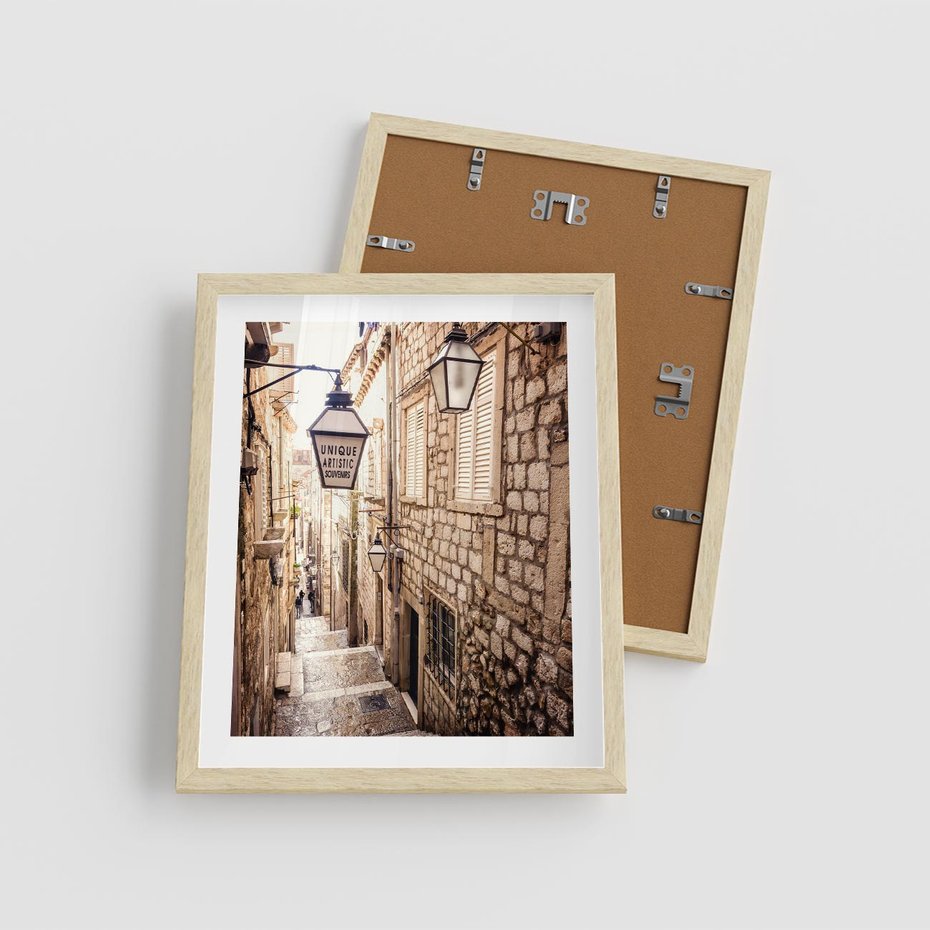Plakat w ramie 40x50 - mistyczna podróż - uliczka, perspektywa - rama drewno