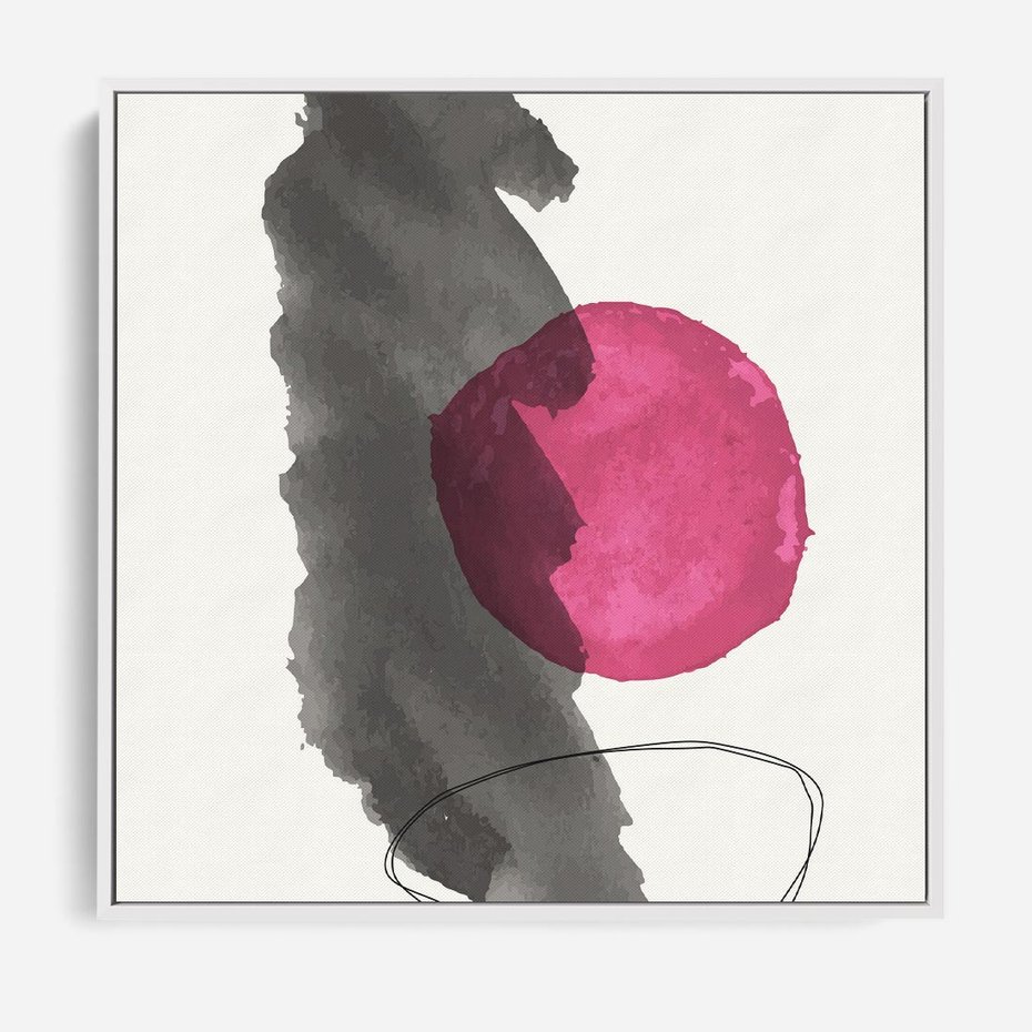 Obraz w ramie 50x50 - Bezczasowe Rytmy - abstrakcyjne nieregularne plamy, czarny - rama biała