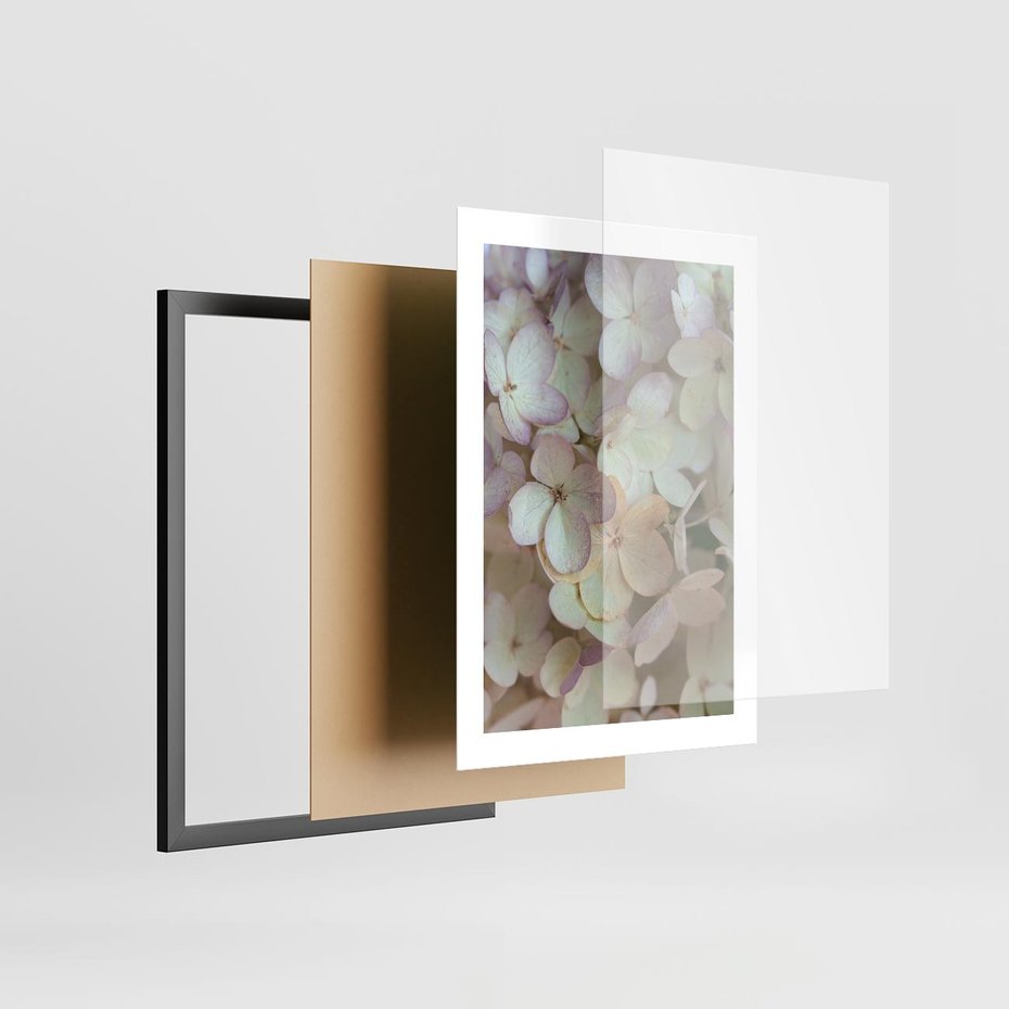 Plakat w ramie 30x40 - Kwiatowy taniec - kwiaty, hortensje - rama czarna