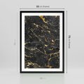 Plakat w ramie 50x70 - Egzotyczny Blask - marmur, złoto - rama czarna