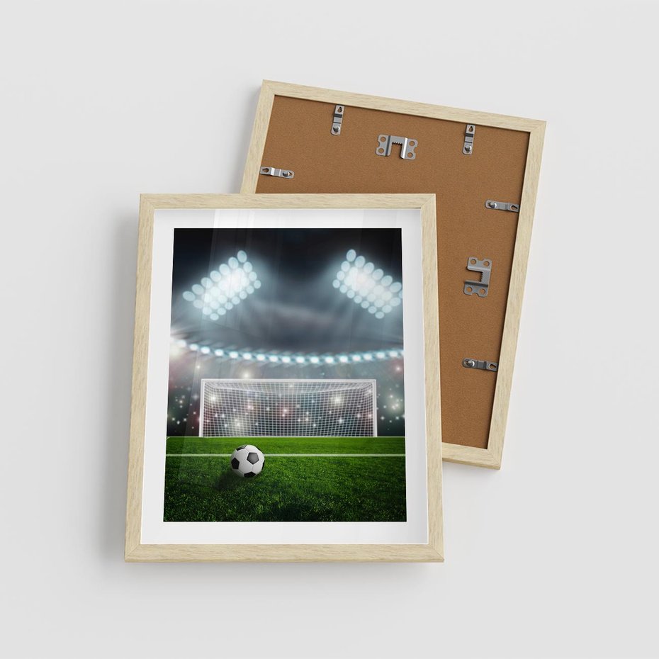 Plakat w ramie 40x50 - Strzał do bramki - piłka, nożna - rama drewno
