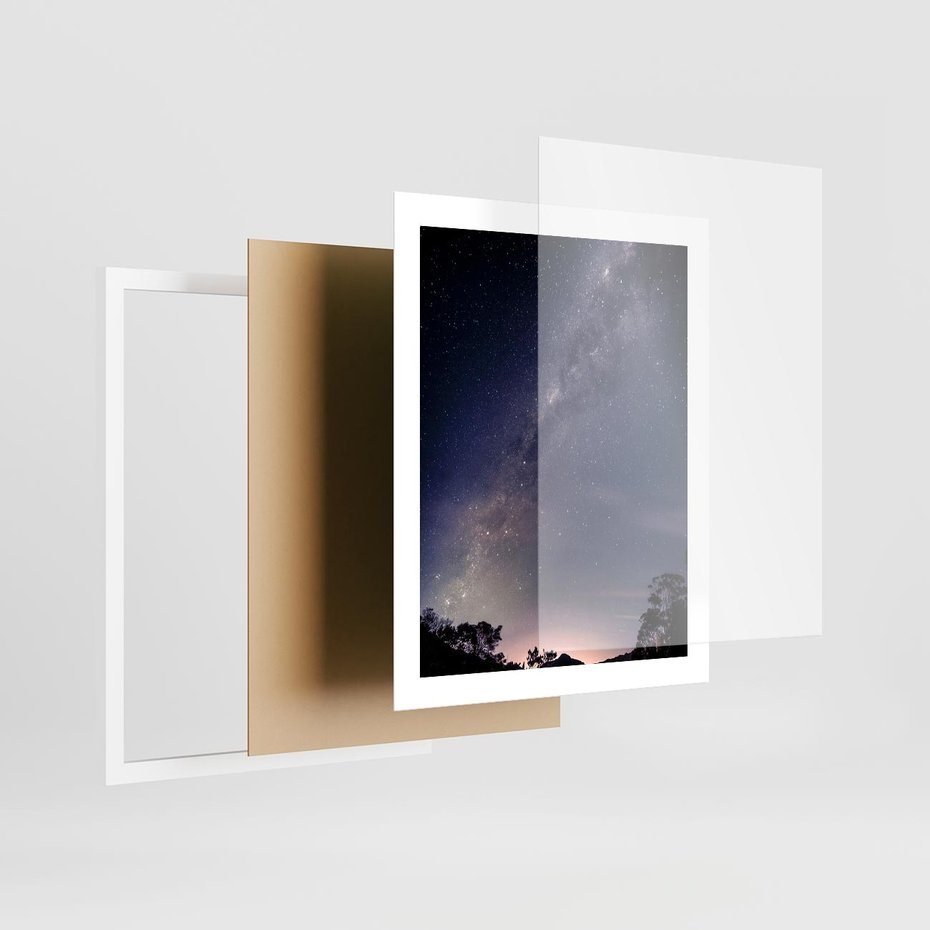 Plakat w ramie 40x50 - Gwiaździste Ujęcie - gwiaździste niebo, noc - rama biała