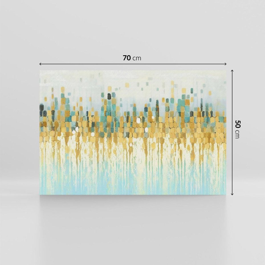Obraz na płótnie 70x50 - Turkusowa Harmonia - abstrakcja, geometryczne plamki