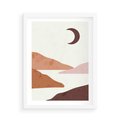 Plakat w ramie 50x70 - Księżycowa Refleksja - nowoczesna sztuka, góry - rama biała