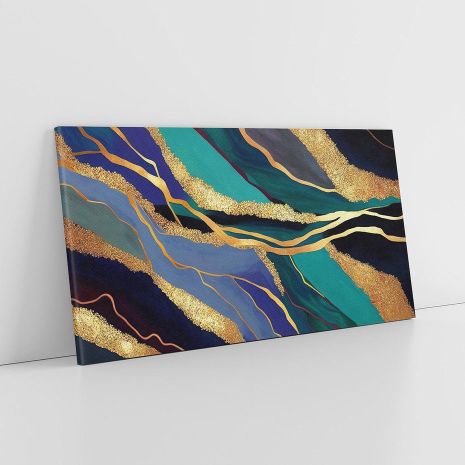 Obraz na płótnie 140x70 - Sztorm malarskich emocji - marmur, abstrakcyjna grafika