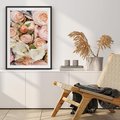 Plakat bez ramy 30x40 - Kwiatowy Rarytas: Róże w Herbacianym Zbliżeniu - kwiaty, herbaciane