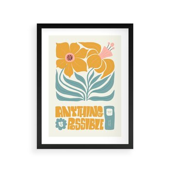 Plakat w ramie 40x50 - Kolorowa Harmonia - sztuka nowoczesna, pastelowe kwiaty - rama czarna