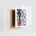 Plakat w ramie 40x50 - Księga Akwarelowych Przeniknięć - abstrakcyjny obraz, różne kolorowe kształty - rama biała