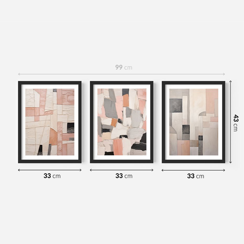 Zestaw obrazy w ramie 30x40 galeria - pastelowa, abstrakcja, olejny - rama czarna