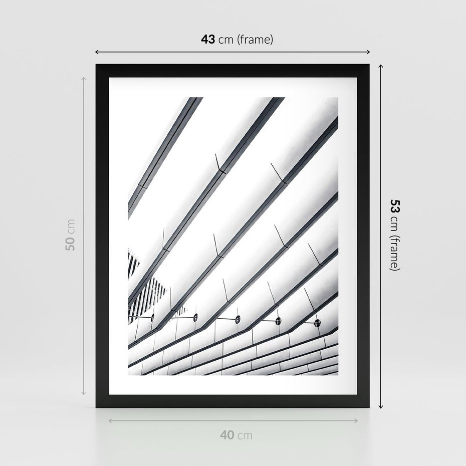 Plakat w ramie 40x50 - Czarno-Biała Fotografia Architektury - nowoczesna architektura, bialo czarny - rama czarna
